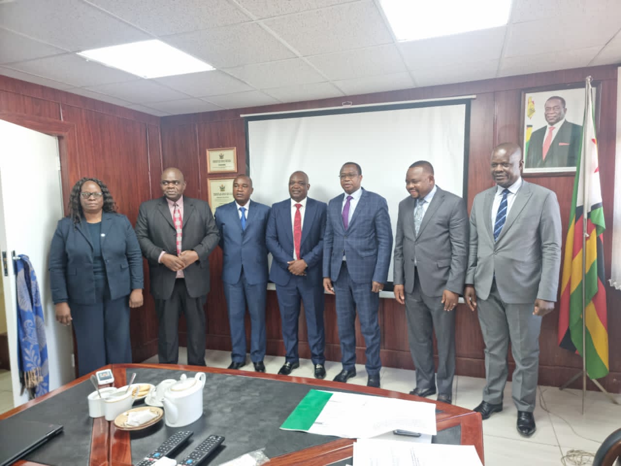 TNF PARTICIPANTS 2022 From Left to right - EMCOZ Executive Director Mrs Mukwehwa, EMCOZ Immediate Past President Dr I. Murefu,EMCOZ First VP Mr F. Dube, EMCOZ President D. Mbauya, Hon Minister of Finance Prof Mthuli Ncube, TNF Chairman Prof Paul Mavima - Hon Minister of Public Service Labour and Social Welfare, Perm Sec S Masanga - Ministry of Public Service Labour and Social Welfare TNF PARTICIPANTS 2022From Left to right - EMCOZ Executive Director Mrs Mukwehwa, EMCOZ Immediate Past President Dr I. Murefu,EMCOZ First VP Mr F. Dube, EMCOZ President D. Mbauya, Hon Minister of Finance Prof Mthuli Ncube, TNF Chairman Prof Paul Mavima - Hon Minister of Public Service Labour and Social Welfare, Perm Sec S Masanga - Ministry of Public Service Labour and Social Welfare